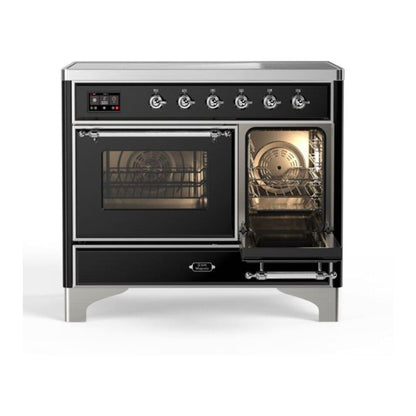 ILVE Majestic II 40 inch Triple Glass Door Induction Range Chrome Glossy Black