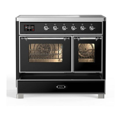 ILVE Majestic II 40 inch Triple Glass Door Induction Range Chrome Glossy Black