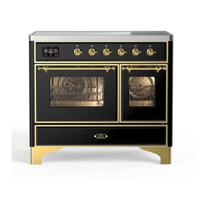 ILVE Majestic II 40 inch Triple Glass Door Induction Range Brass Glossy Black
