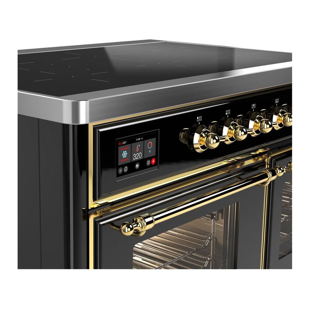 ILVE Majestic II 40 inch Triple Glass Door Induction Range Brass Glossy Black