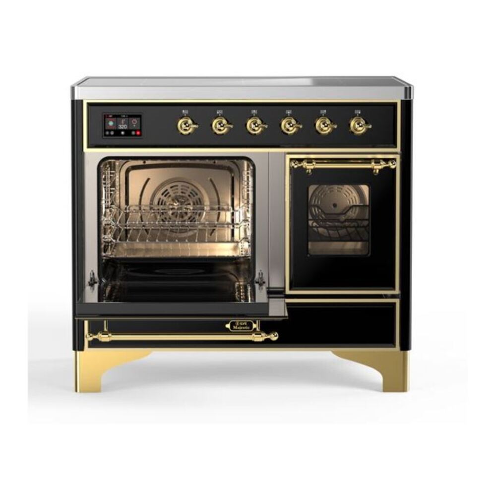 ILVE Majestic II 40 inch Triple Glass Door Induction Range Brass Glossy Black