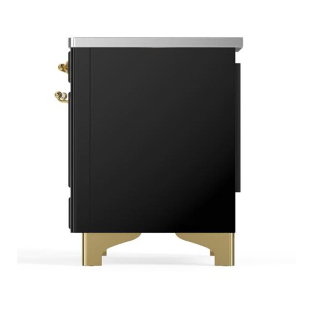 ILVE Majestic II 40 inch Triple Glass Door Induction Range Brass Glossy Black