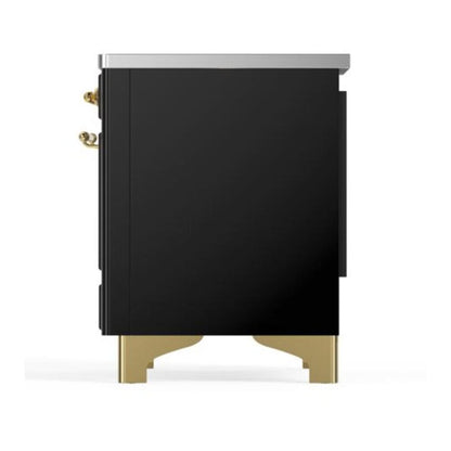 ILVE Majestic II 40 inch Triple Glass Door Induction Range Brass Glossy Black