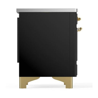 ILVE Majestic II 40 inch Triple Glass Door Induction Range Brass Glossy Black