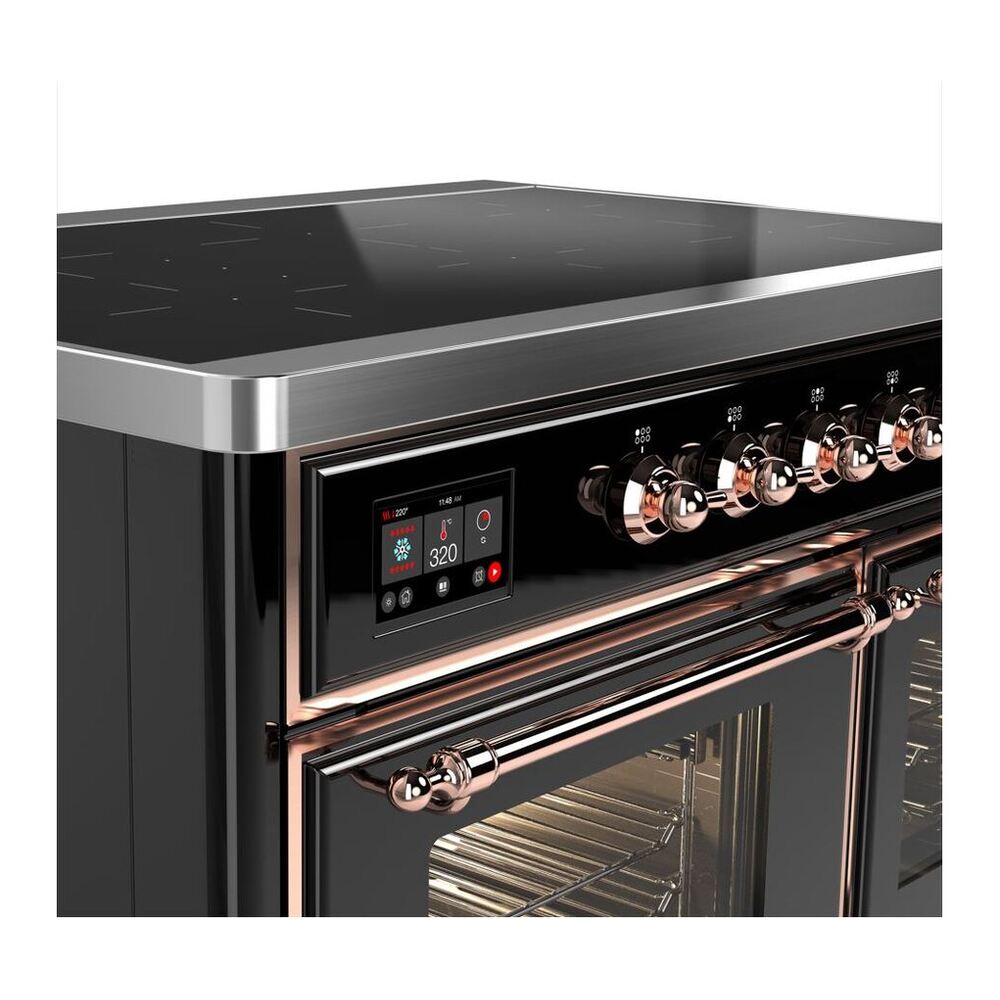 ILVE Majestic II 40 inch Triple Glass Door Induction Range Copper Glossy Black