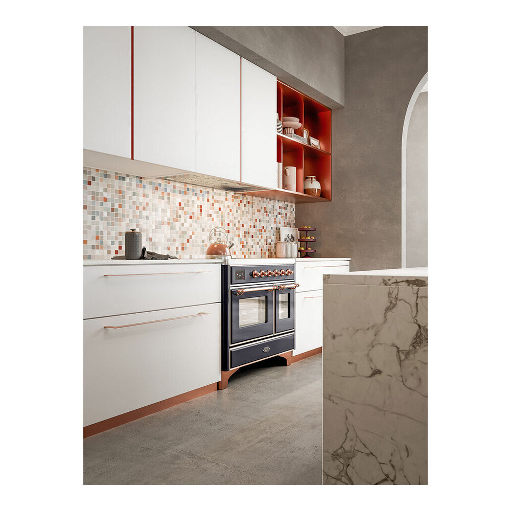 ILVE Majestic II 40 inch Triple Glass Door Induction Range Copper Glossy Black