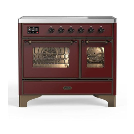 ILVE Majestic II 40" Burgundy Induction Range with 6 Elements Triple Glass Door