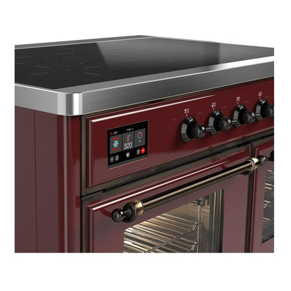 ILVE Majestic II 40 inch Triple Glass Door Induction Range Burnished Burgundy