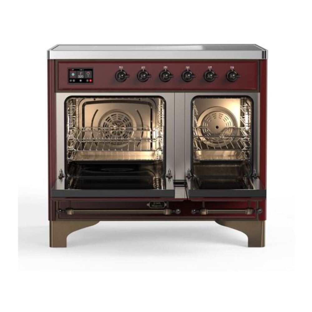ILVE Majestic II 40 inch Triple Glass Door Induction Range Burnished Burgundy