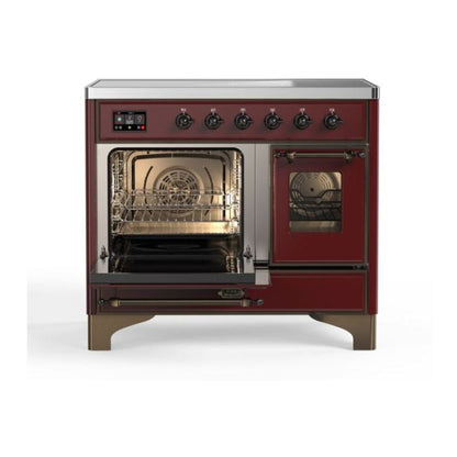 ILVE Majestic II 40 inch Triple Glass Door Induction Range Burnished Burgundy