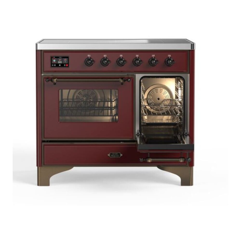 ILVE Majestic II 40 inch Triple Glass Door Induction Range Burnished Burgundy