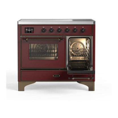ILVE Majestic II 40 inch Triple Glass Door Induction Range Burnished Burgundy