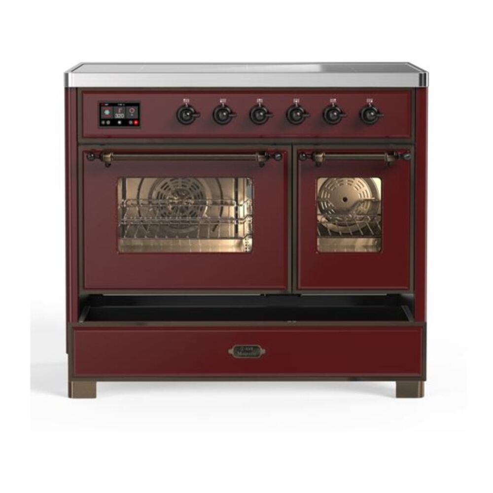 ILVE Majestic II 40 inch Triple Glass Door Induction Range Burnished Burgundy