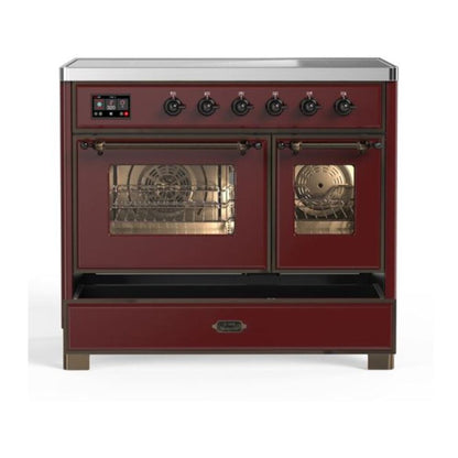 ILVE Majestic II 40 inch Triple Glass Door Induction Range Burnished Burgundy