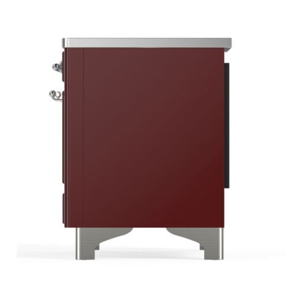 ILVE Majestic II 40 inch Triple Glass Door Induction Range Chrome Burgundy