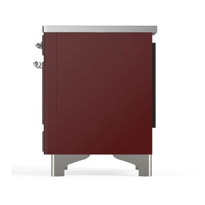 ILVE Majestic II 40 inch Triple Glass Door Induction Range Chrome Burgundy