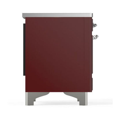 ILVE Majestic II 40 inch Triple Glass Door Induction Range Chrome Burgundy
