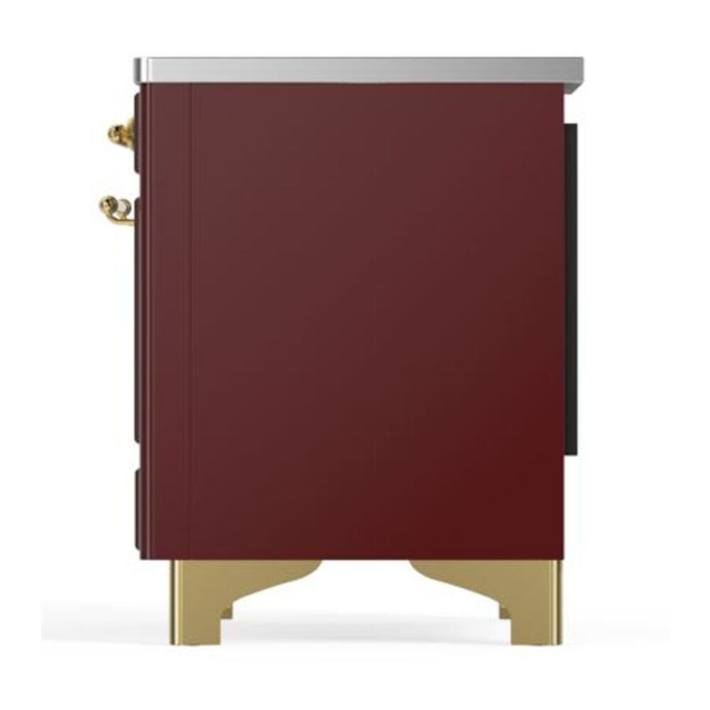 ILVE Majestic II 40 inch Triple Glass Door Induction Range Brass Burgundy