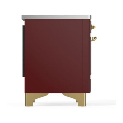 ILVE Majestic II 40 inch Triple Glass Door Induction Range Brass Burgundy