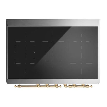 ILVE Majestic II 40 inch Triple Glass Door Induction Range Brass Burgundy