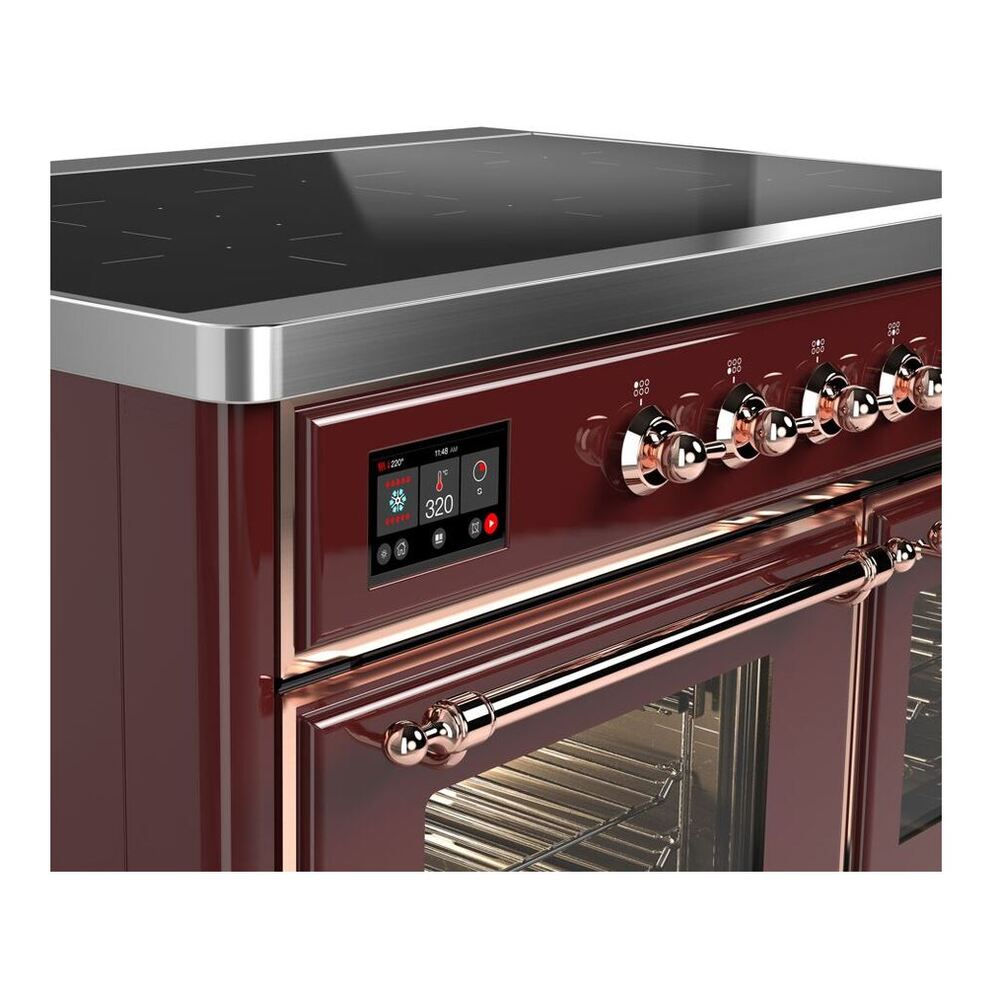 ILVE Majestic II 40 inch Triple Glass Door Induction Range Copper Burgundy