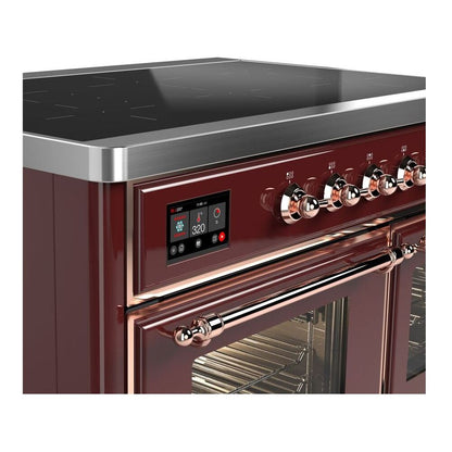 ILVE Majestic II 40 inch Triple Glass Door Induction Range Copper Burgundy