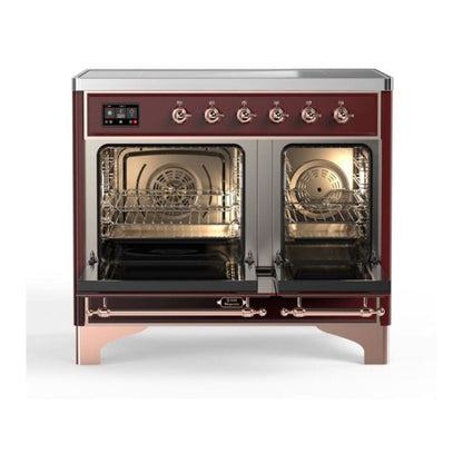 ILVE Majestic II 40 inch Triple Glass Door Induction Range Copper Burgundy