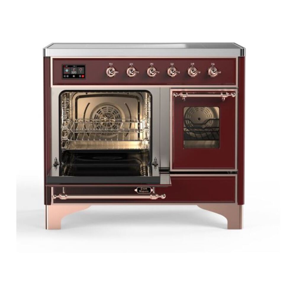 ILVE Majestic II 40 inch Triple Glass Door Induction Range Copper Burgundy