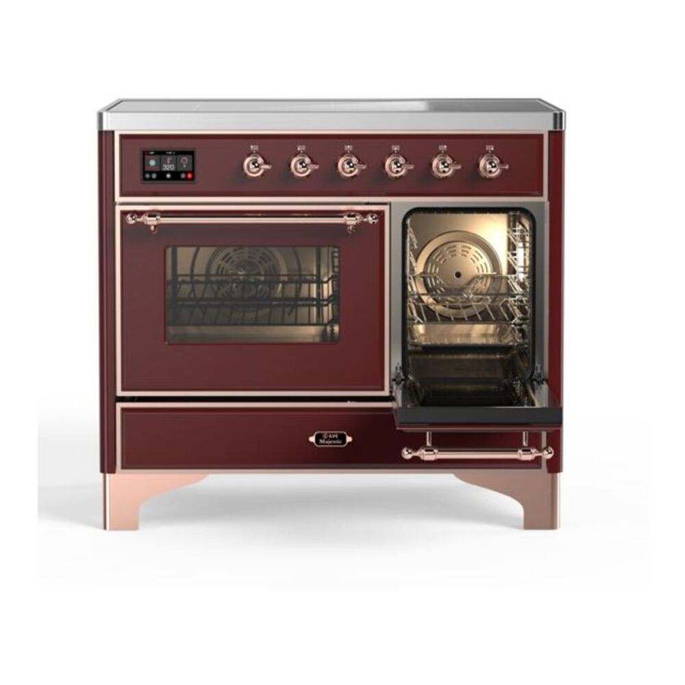 ILVE Majestic II 40 inch Triple Glass Door Induction Range Copper Burgundy