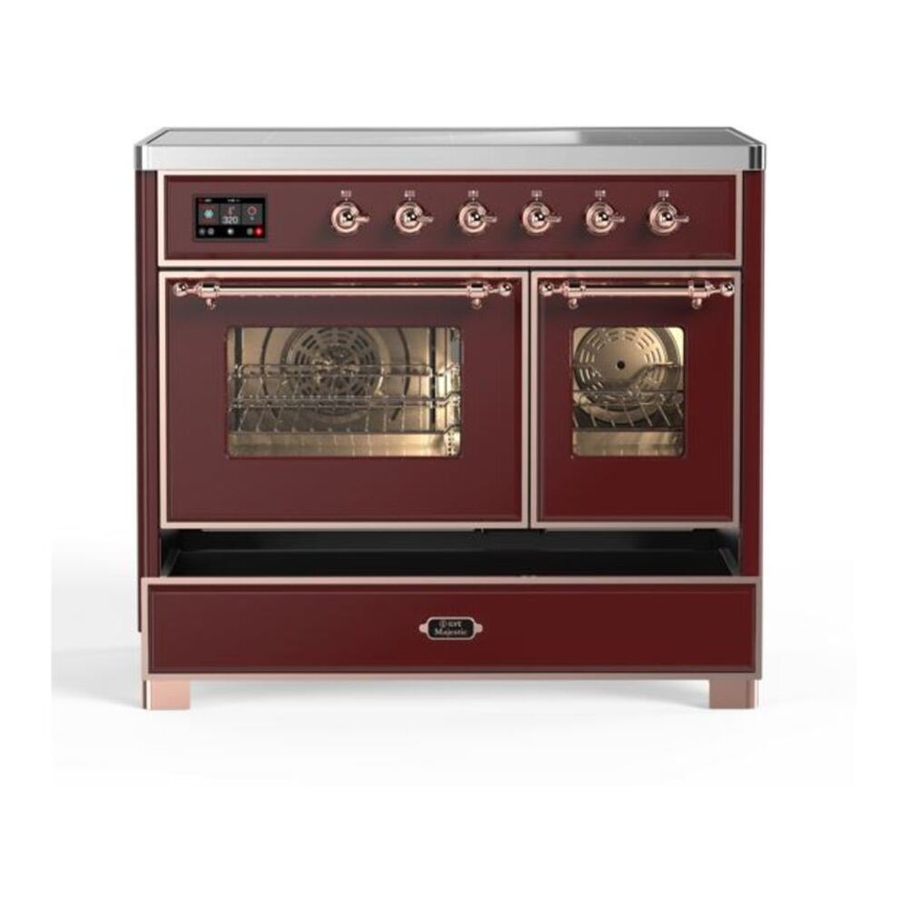 ILVE Majestic II 40 inch Triple Glass Door Induction Range Copper Burgundy