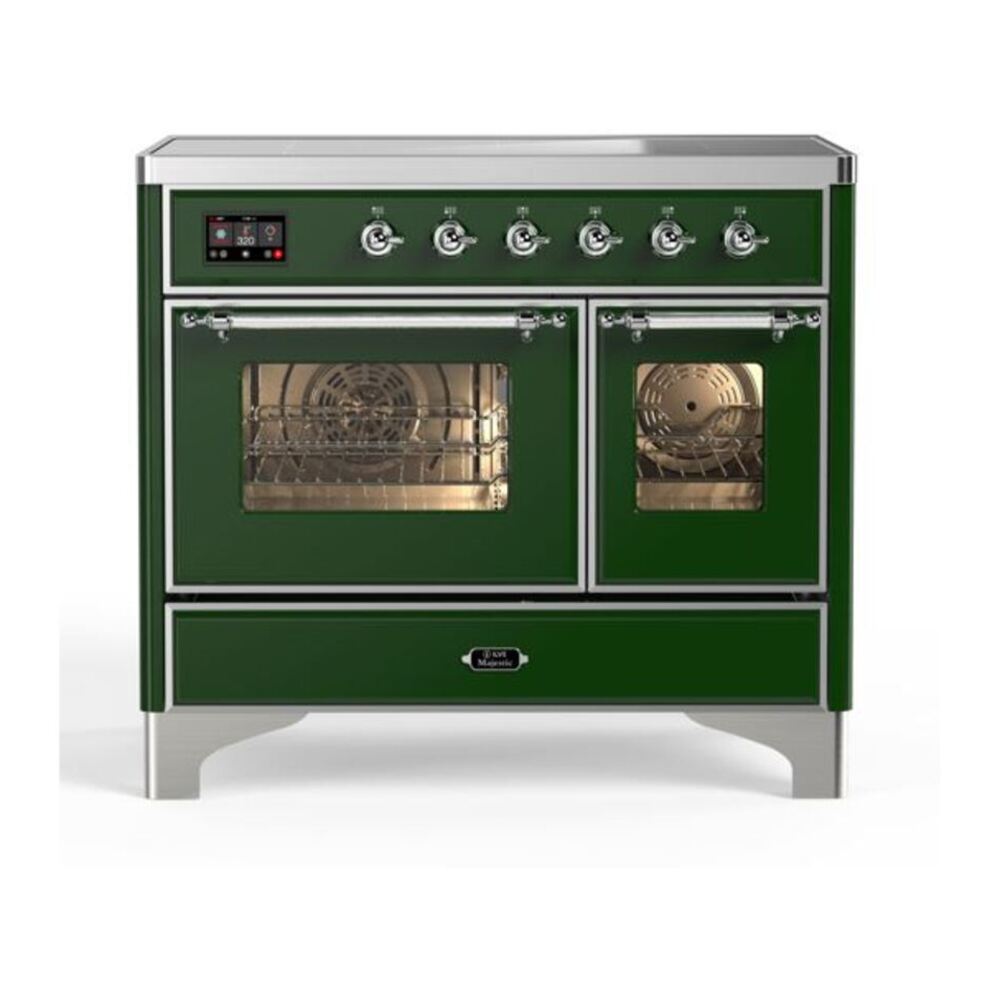 ILVE Majestic II 40 inch Triple Glass Door Induction Range Chrome Emerald Green