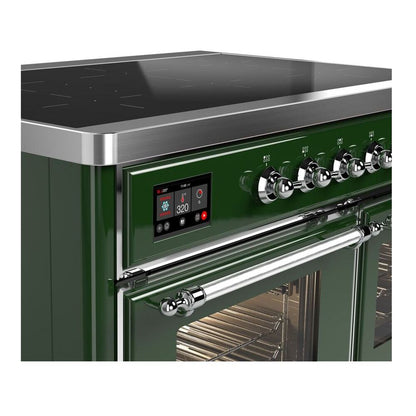 ILVE Majestic II 40 inch Triple Glass Door Induction Range Chrome Emerald Green