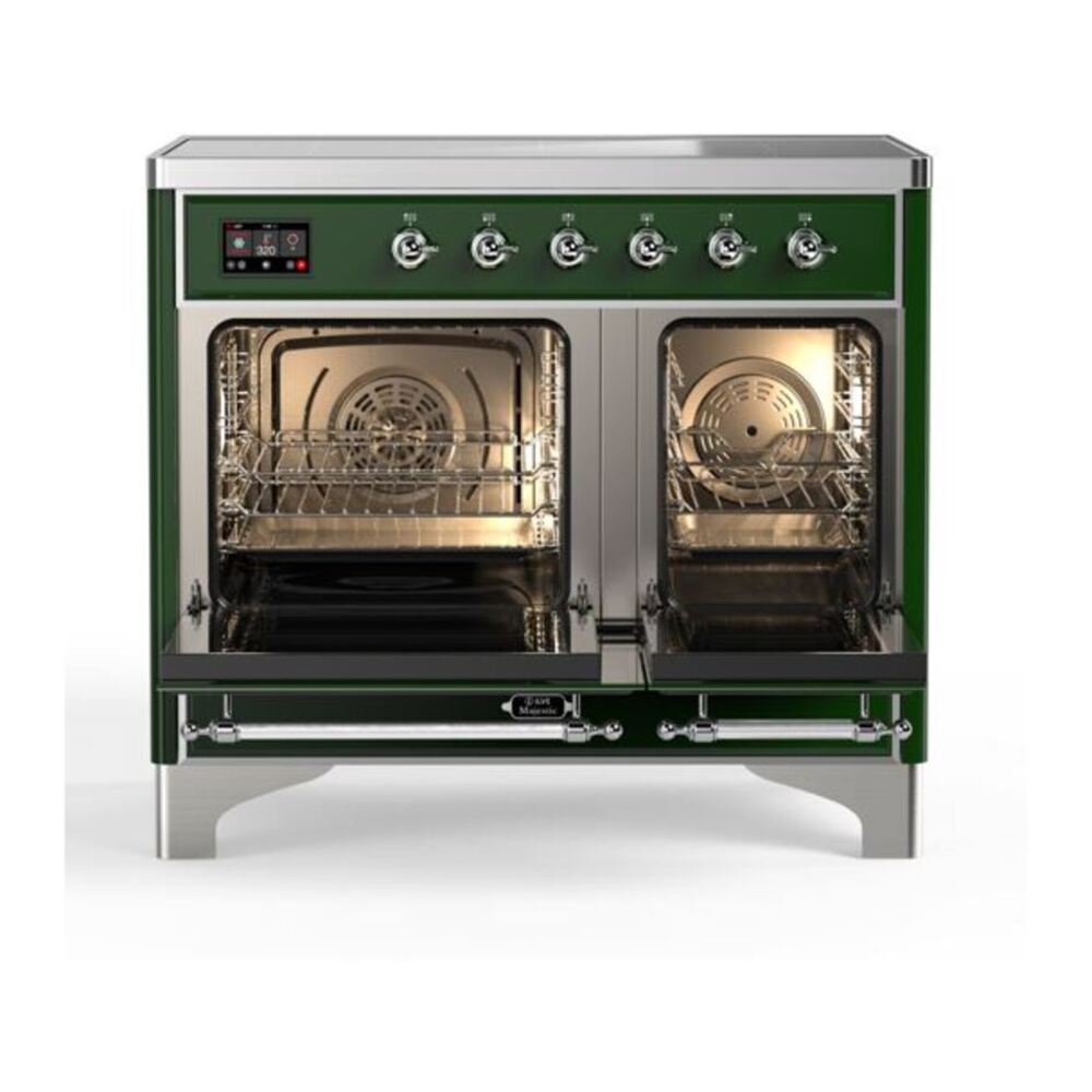 ILVE Majestic II 40 inch Triple Glass Door Induction Range Chrome Emerald Green