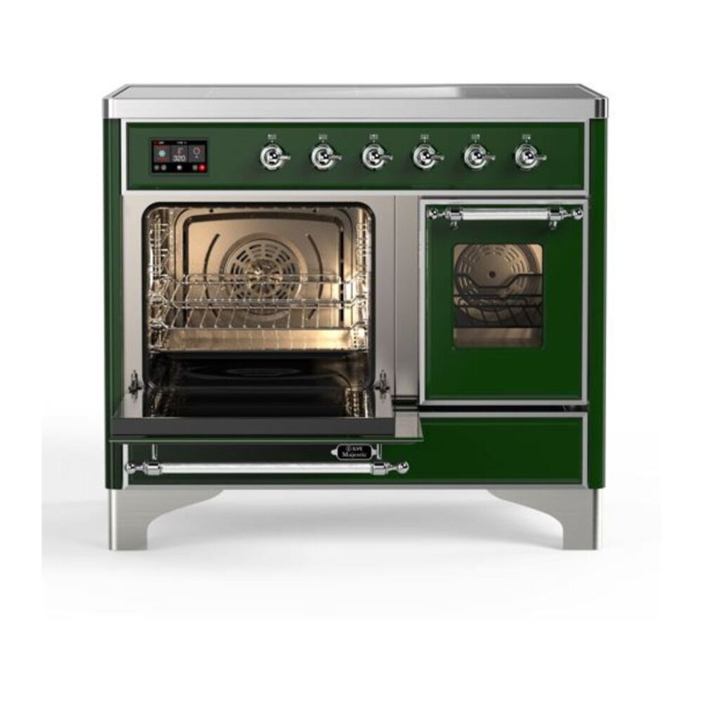 ILVE Majestic II 40 inch Triple Glass Door Induction Range Chrome Emerald Green