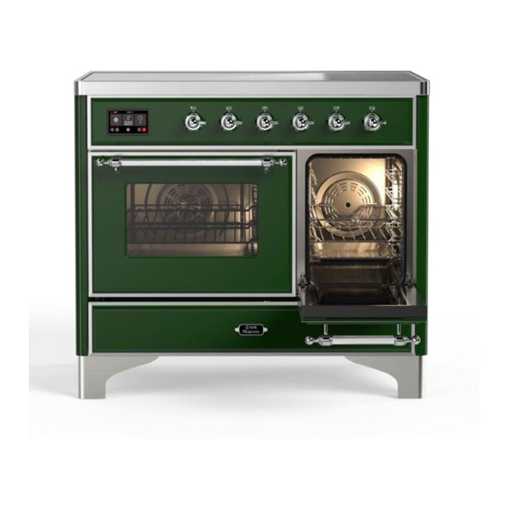 ILVE Majestic II 40 inch Triple Glass Door Induction Range Chrome Emerald Green