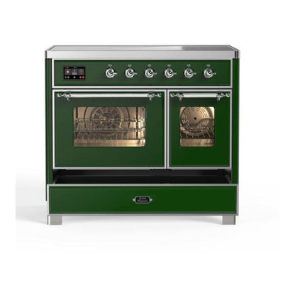 ILVE Majestic II 40 inch Triple Glass Door Induction Range Chrome Emerald Green