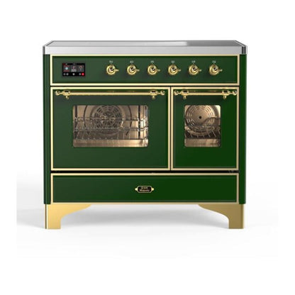 ILVE Majestic II 40 inch Triple Glass Door Induction Range Brass Emerald Green