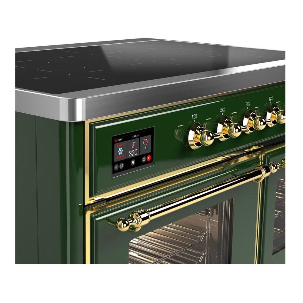 ILVE Majestic II 40 inch Triple Glass Door Induction Range Brass Emerald Green