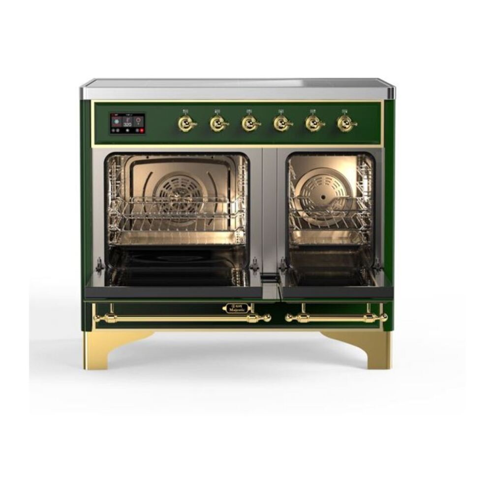 ILVE Majestic II 40 inch Triple Glass Door Induction Range Brass Emerald Green