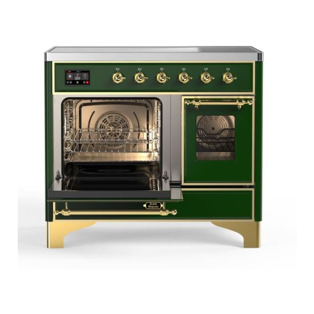ILVE Majestic II 40 inch Triple Glass Door Induction Range Brass Emerald Green