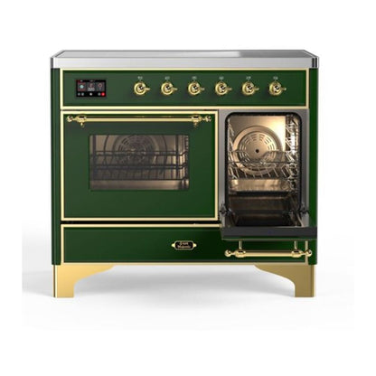 ILVE Majestic II 40 inch Triple Glass Door Induction Range Brass Emerald Green