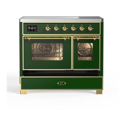 ILVE Majestic II 40 inch Triple Glass Door Induction Range Brass Emerald Green