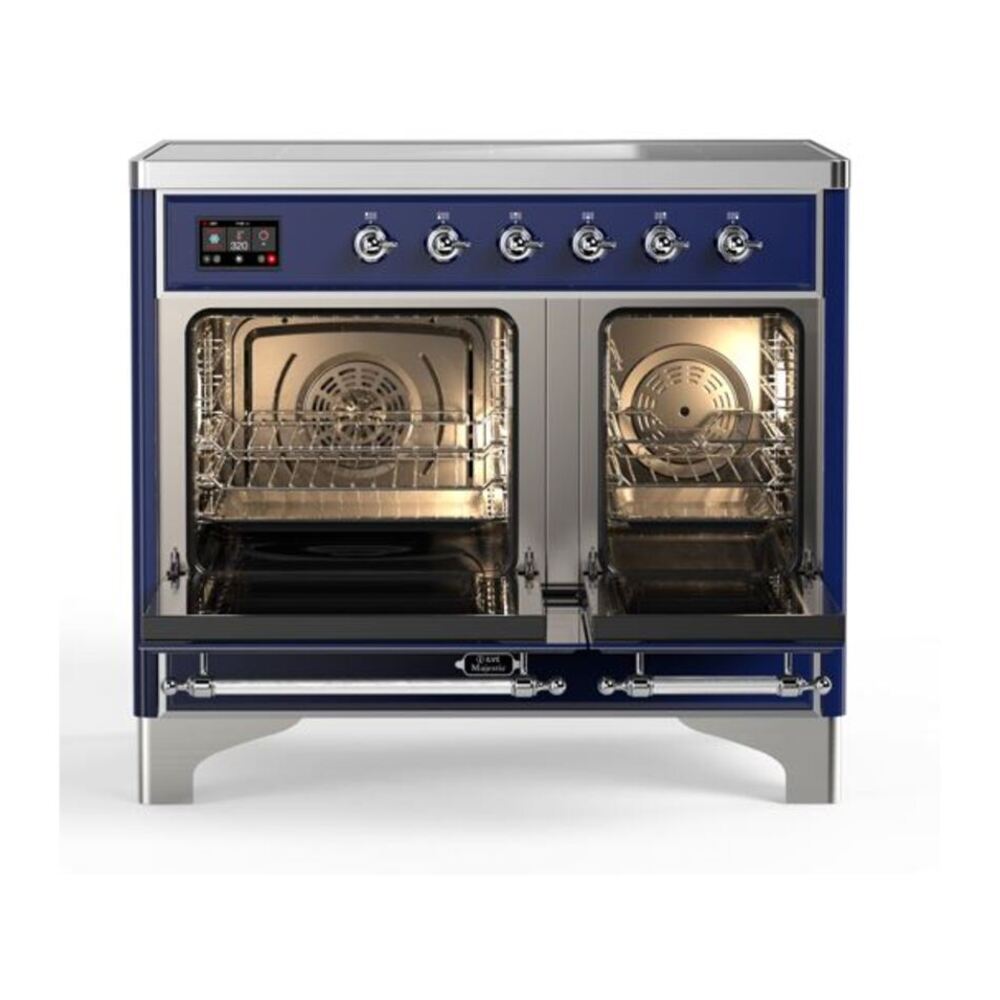 ILVE Majestic II 40 inch Triple Glass Door Induction Range Chrome Midnight Blue