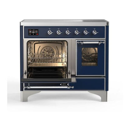 ILVE Majestic II 40 inch Triple Glass Door Induction Range Chrome Midnight Blue