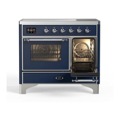 ILVE Majestic II 40 inch Triple Glass Door Induction Range Chrome Midnight Blue