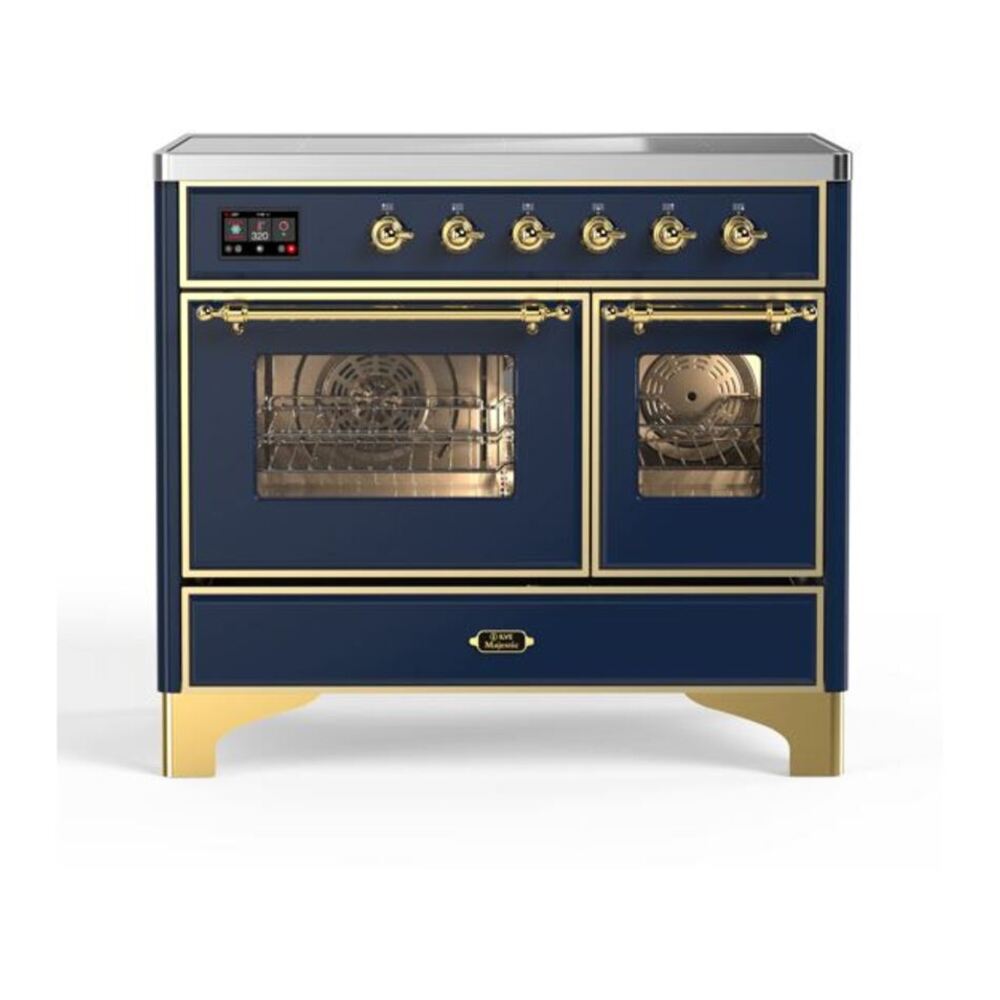 ILVE Majestic II 40 inch Triple Glass Door Induction Range Brass Midnight Blue