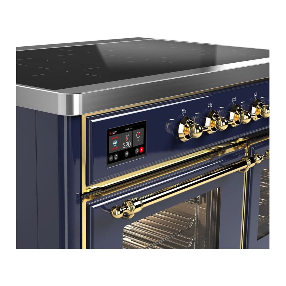 ILVE Majestic II 40 inch Triple Glass Door Induction Range Brass Midnight Blue