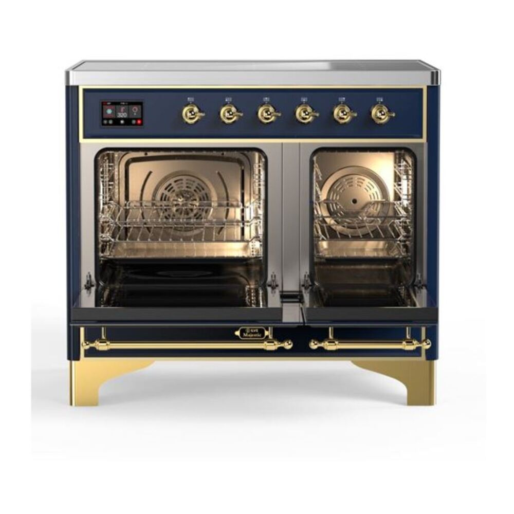 ILVE Majestic II 40 inch Triple Glass Door Induction Range Brass Midnight Blue