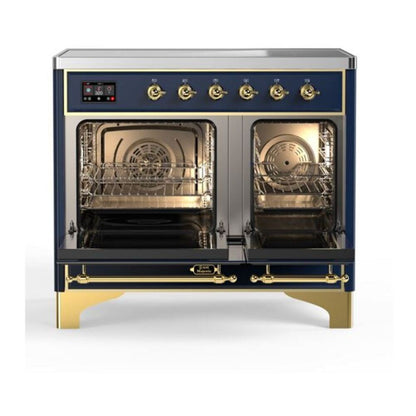 ILVE Majestic II 40 inch Triple Glass Door Induction Range Brass Midnight Blue