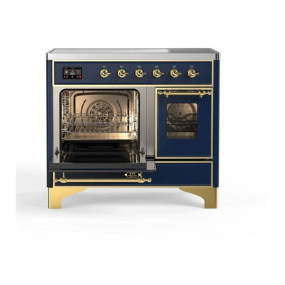 ILVE Majestic II 40 inch Triple Glass Door Induction Range Brass Midnight Blue